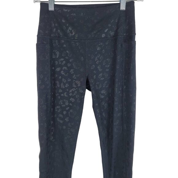 Skechers Pants - Skechers Black Silver Leopard Design Athletic Women's Leggings S